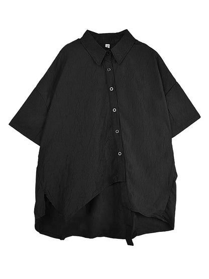 XITAO Irregular Short Sleeve Casual Blouse Turn-down Collar Loose Single Breasted All Match Fashion Summer Woman Shirts ZMY1220