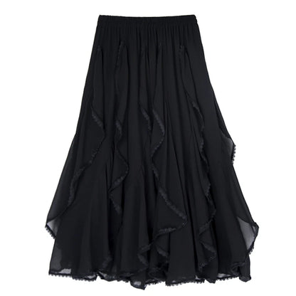 XITAO Patchwork Lace A-line Skirt Casual Solid Color Elastic Waist Loose Fitting Fashion New Elegant Summer Women Skirt GYX1641