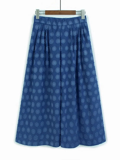 XITAO Loose Dot Wide Leg Female Denim Pants Casual Street Wind All-match Women Pocket Elastic Waist Simple Trend Pants HQQ2516