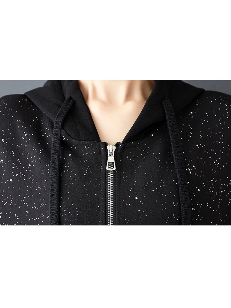 XITAO Loose Zipper Hooded Collar Trench Casual Fashion Big Pocket Women Personality Irregular Patchwork Simple Coat ZMY1156