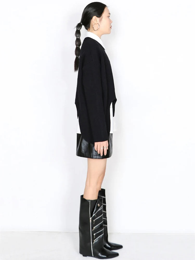 XITAO Irregular Fold Female O-neck Sweater Full Sleeve Casual Solid Color Knitting Simple Trendy Autumn Women Pullover GMM1287