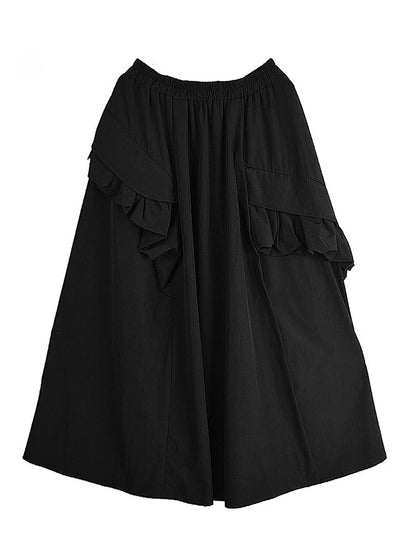 XITAO Patchwork Edible Tree Fungus Skirts Pocket Solid Color Elastic Waist A-line Loose Temperament Woman Skirts ZMY1252