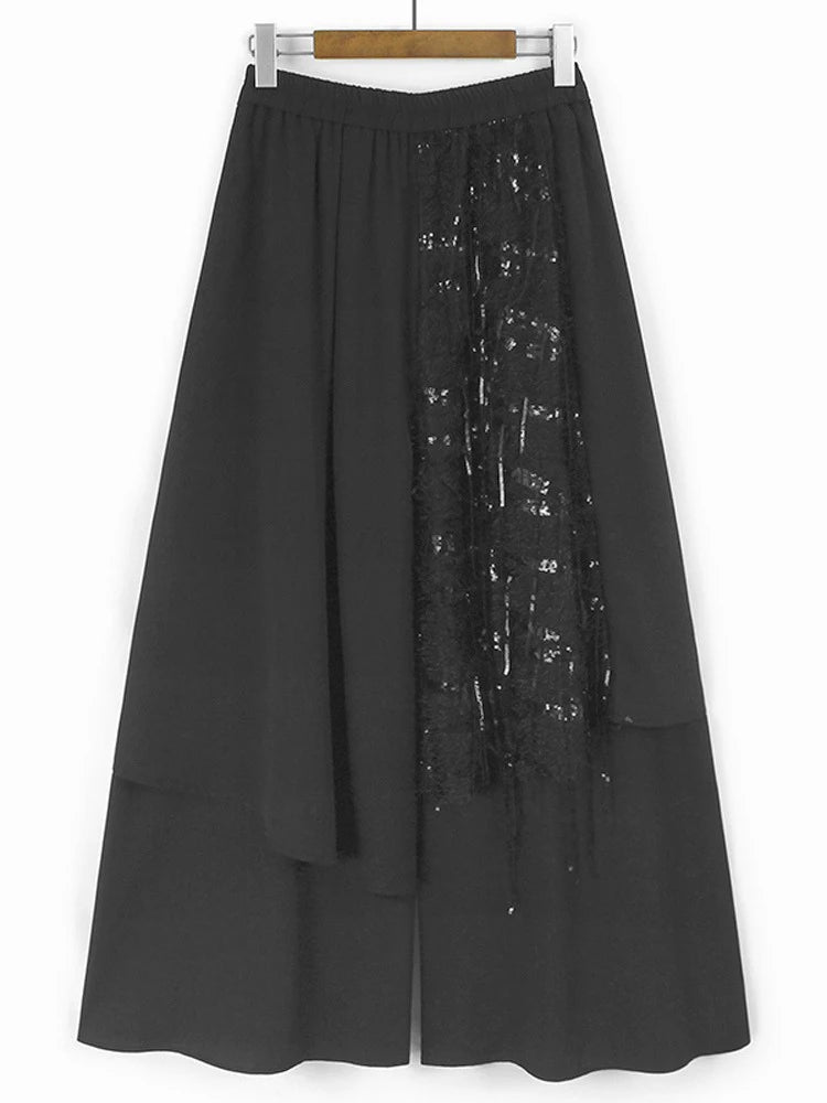 XITAO Asymmetric Patchwork Sequin Matching Set Casual Sleeveless Wide Leg Button Fashion Spring Women Dress Set HQQ2457