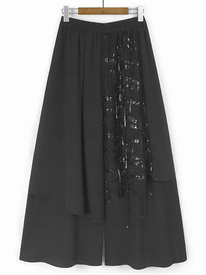 XITAO Asymmetric Patchwork Sequin Matching Set Casual Sleeveless Wide Leg Button Fashion Spring Women Dress Set HQQ2457