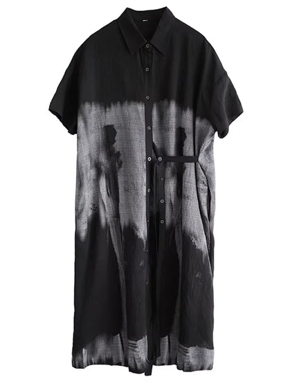 XITAO Casual Contrast Color Dress Personality Button Women Summer Simple Short Sleeve Slimming Loose Shirt Dress ZMY1141