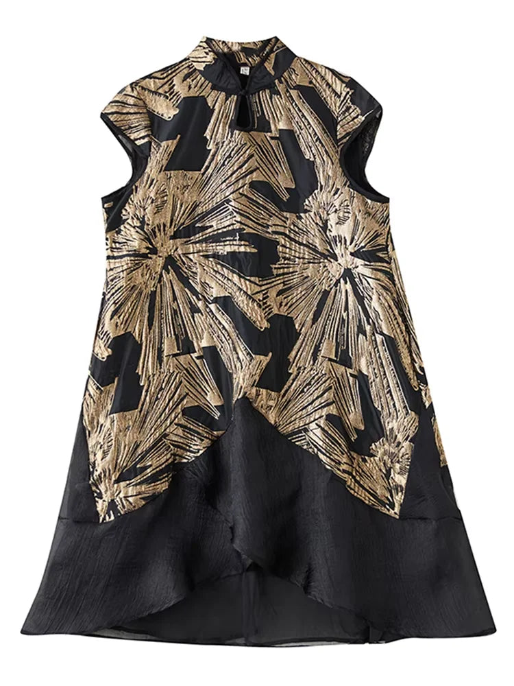 XITAO Patchwork Print Mesh Short Sleeve Dress Casual Loose Slimming Simple Leisure New Arrival Spring Women Dress GYX1580