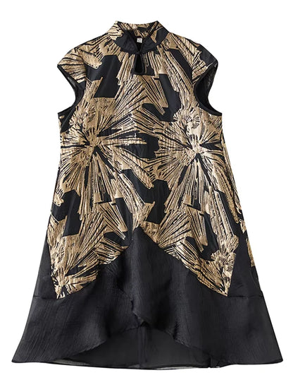XITAO Patchwork Print Mesh Short Sleeve Dress Casual Loose Slimming Simple Leisure New Arrival Spring Women Dress GYX1580