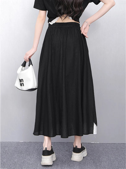 XITAO Patchwork Contrast Color A-line Skirt Casual Loose Fitting New Arrival Simple Fashion Leisure Summer Women Skirt GYX1618