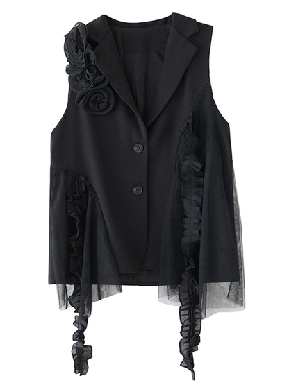 XITAO Floral Patchwork Single Breasted Vest Casual V-neck Loose Turn-down Collar New Sleeveless Spring Women Vest GYX1545