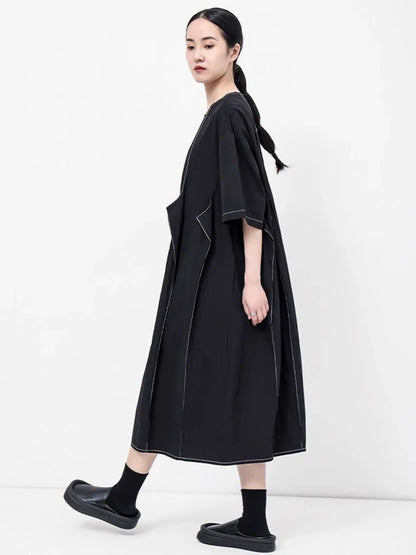 XITAO Asymmetrical O-neck Dress Casual A-line Loose Fitting A-line Slimming Fashion Half Sleeve Summer Women Dress ZMY1369