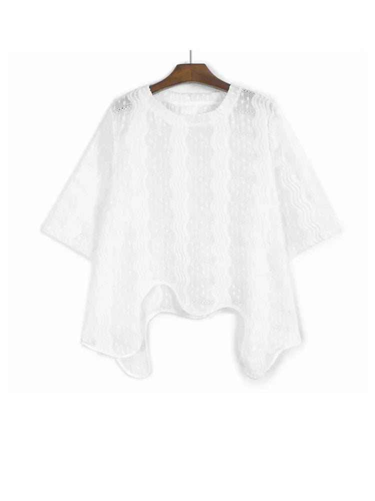 XITAO Loose Asymmetric Female T-shirt Solid Color Casual All-match Women Slimming Temperament Summer O-neck Trend Top HQQ2487