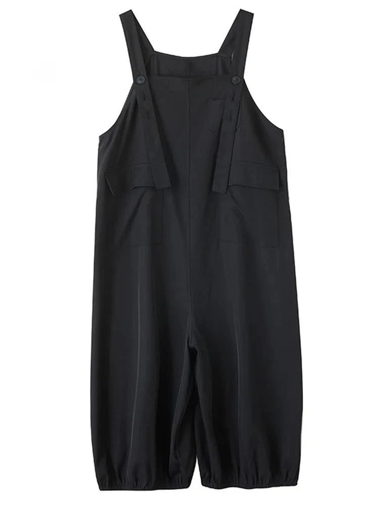 XITAO Loose Pocket Jumpsuits Women Casual Summer Solid Color All-match Street Sleeveless Straps Patchwork Jumpsuits ZMY1337