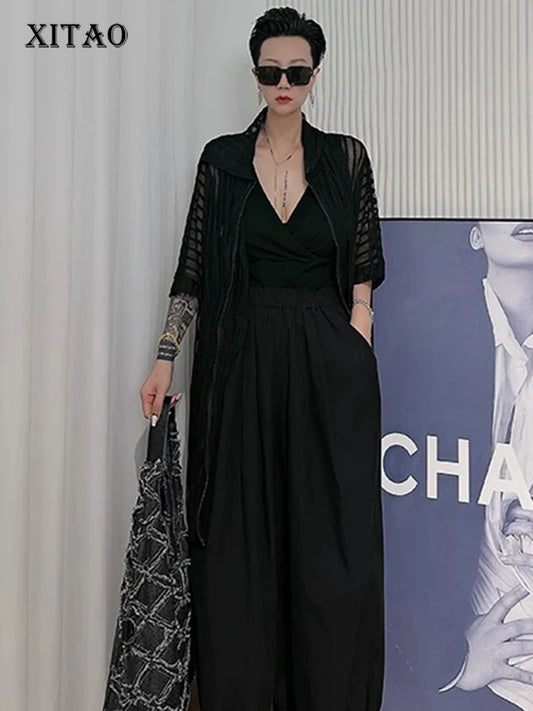 XITAO Hooded Zipper Half Sleeve Dress Casual A-line Loose Fitting Fashion Solid Color Simple New Summer Women Dress ZMY1182