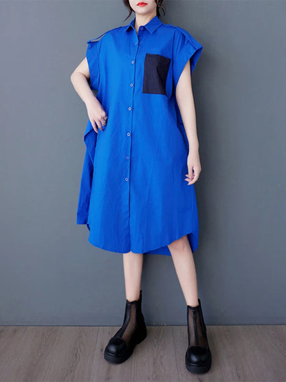 XITAO Single Breasted Sleeveless Dress Leisure Solid Color A-line Loose Fitting Fashion Lace-up New Arrival Women Dress GYX1633