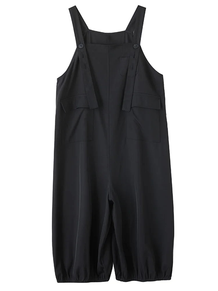 XITAO Pocket Solid Color Loose Jumpsuits Sleeveless Personality Temperament Slimming Summer Woman Straps Jumpsuits ZMY1315