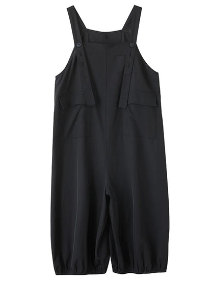 XITAO Pocket Solid Color Loose Jumpsuits Sleeveless Personality Temperament Slimming Summer Woman Straps Jumpsuits ZMY1315