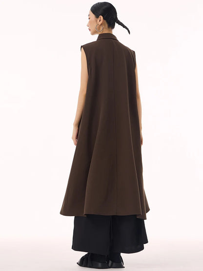 XITAO Vintage Patchwork Loose Dress Personality Sleeveless Single Breasted Women Casual Fashion Simple Shirt Dress GMM1303