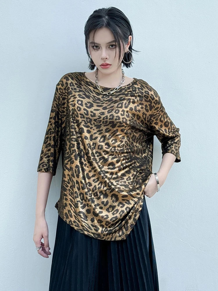XITAO Irregular Print O-neck Half Sleeve T-shirt Casual Classic Style Personality Fashion Europe Summer Women T-shirt GYX1638