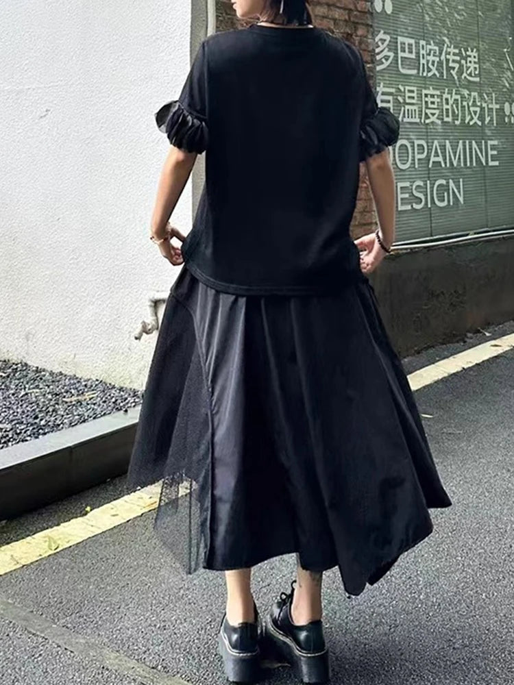 XITAO Solid Color Petal Sleeves T-shirts Irregular Loose Casual O-neck New Arrival Personality Slimming Summer Woman T-shirts ZMY1383