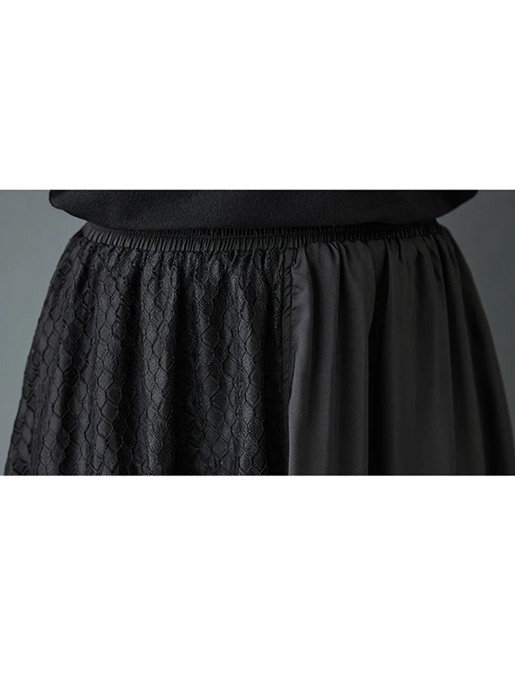 XITAO Patchwork Mesh Asymmetric Skirt Casual Solid Color Wide-leg Loose Fitting New Slimming Korea Spring Female Skirt GYX1526