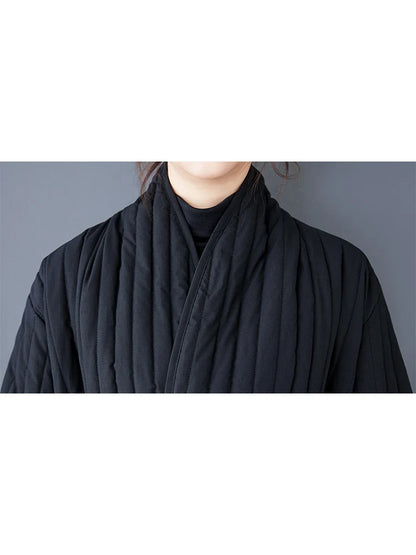 XITAO Irregular Stripe Matching Set Casual V-neck Full Sleeve Elastic Waist Solid Color Mid-calf Winter Women Dress Set GMM1296