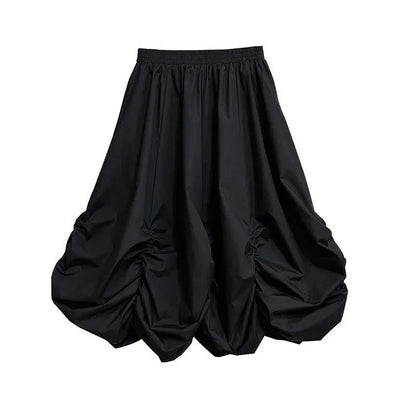 XITAO Loose Irregular Folds Skirt Street Trendy Asymmetric A-line Women Solid Color All-match Elastic Waist Skirt GMM1323