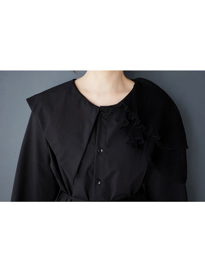 XITAO Asymmetrical Mesh Patchwork Dress Loose Fashion Irregular Women Personality Single Breasted Trend Casual Dress ZMY1152