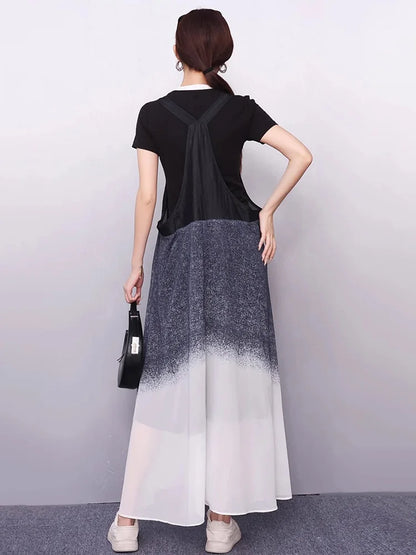 XITAO Patchwork Pocket Sleeveless Dress Loose Casual Gradient Slimming Personality Square Collar Summer Woman Dress ZMY1348