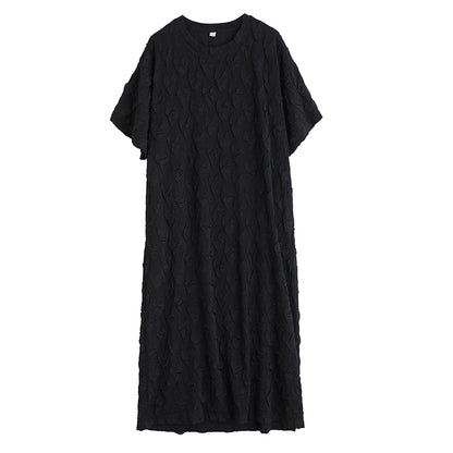XITAO Jacquard O-neck A-line Dress Casual Solid Color Loose Fitting Literary Style Simple Texture Sensation Women Dress GYX1631