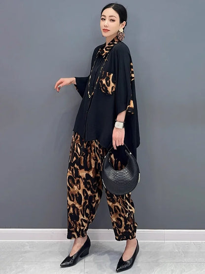 XITAO Casual Print Shirt Two-piece Set Loose Slimming All-match Top Women Fashion Trend Temperament Harem Pants HQQ2446