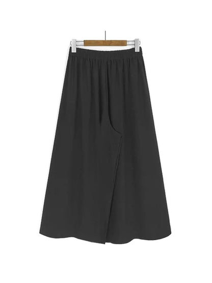 XITAO Side Split Bandage Three-dimensional Pant Sets Solid Color Single Breasted Top Elastic Waist Pocket Loose Pant GYX1527