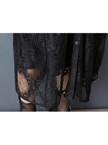 XITAO Patchwork Pocket Hollow Out Mesh Dress Casual Loose Fitting A-line Sleeveless Sweet New Arrival Summer Women Dress GYX1648
