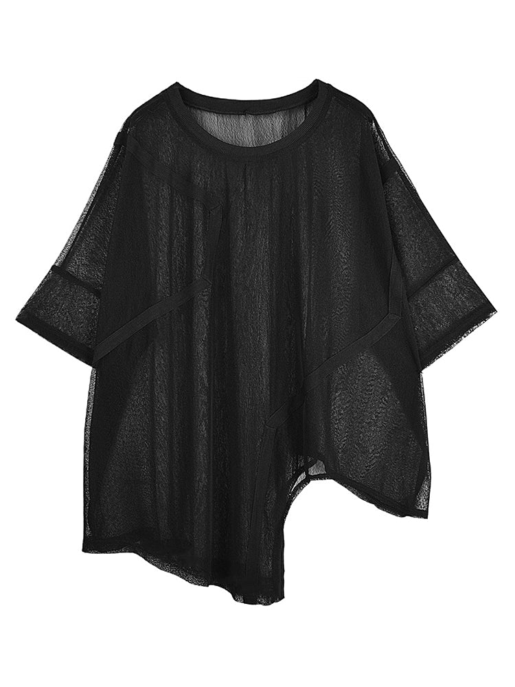 XITAO Irregular Women T Shirt Fashion New Pullover Goddess Fan Thin Small Fresh White Black Sexy Style Loose Tee Top DZL1184