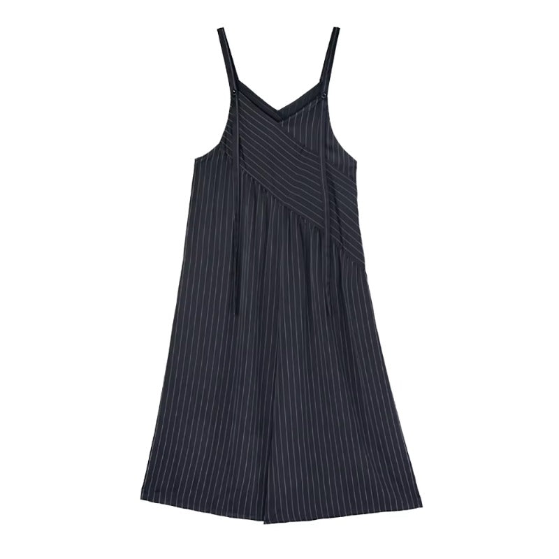 XITAO Irregular Patchwork Loose Jumpsuits Striped Casual Slimming Temperament Sleeveless V-neck Summer Woman Jumpsuits ZY8945