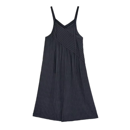 XITAO Irregular Patchwork Loose Jumpsuits Striped Casual Slimming Temperament Sleeveless V-neck Summer Woman Jumpsuits ZY8945