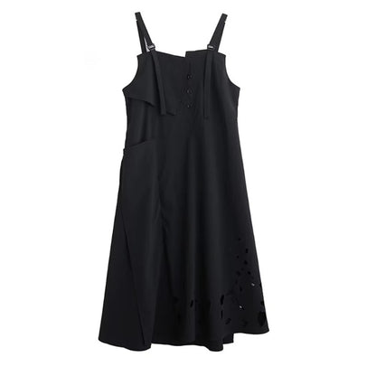 XITAO Hollow Out Sleeveless Irregular Dress Casual A-line Solid Color All-match Women Summer Temperament Slimming Dress HQQ2501