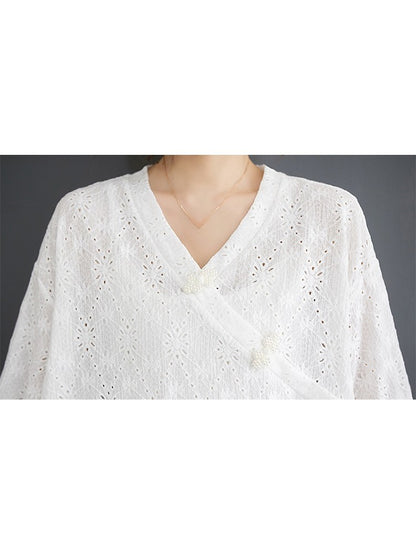 XITAO Asymmetric V-neck T-shirt Casual Short Sleeve Simple Solid Color Chinese Style All Match Summer Female T-shirt ZMY1101