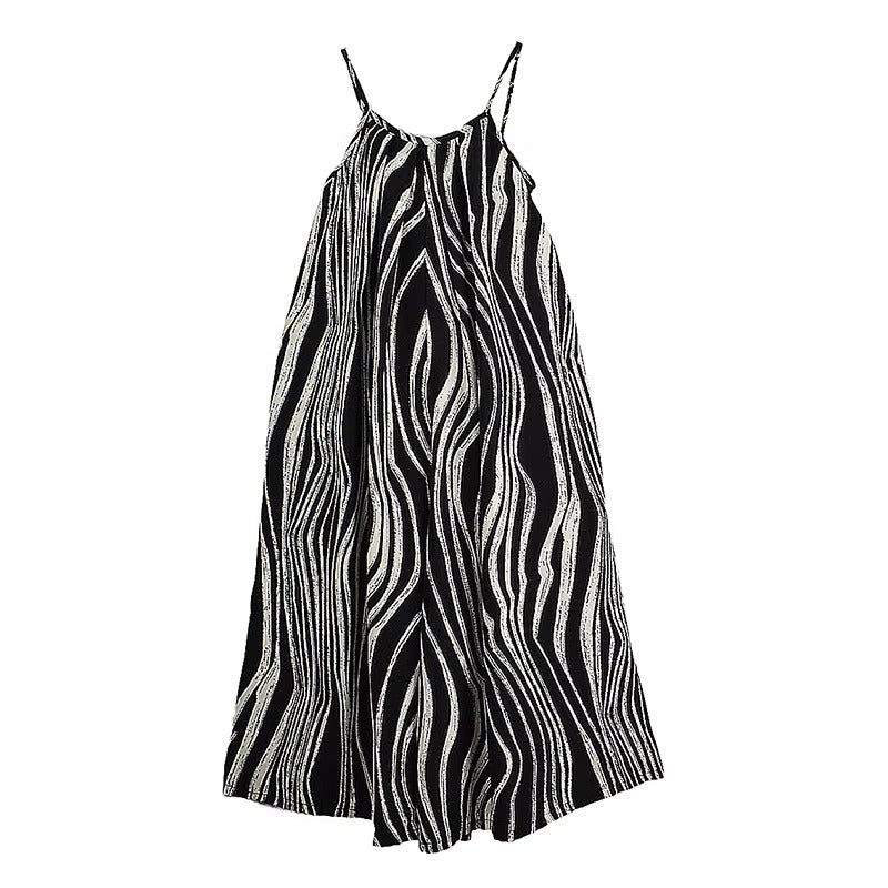 XITAO Striped Print Loose Jumpsuits Pocket Spaghetti Strap Casual New All-match Temperament Woman Summer Jumpsuits ZMY1272