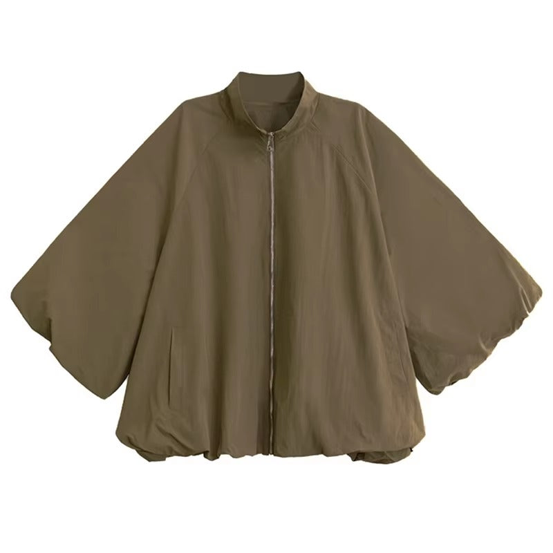 XITAO Solid Color Zipper Loose Jackets Stand Collar Full Sleeve All-match Pocket New Arrival Temperament Woman Jackets ZMY1405