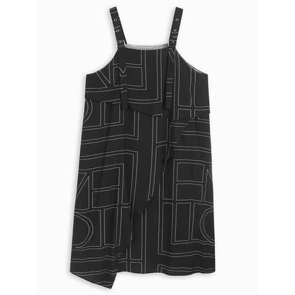 XITAO Irregular Geometric Pocket Dress Loose Personality Temperament Sleeveless Summer Woman Adjustable Straps Dress HQQ2493