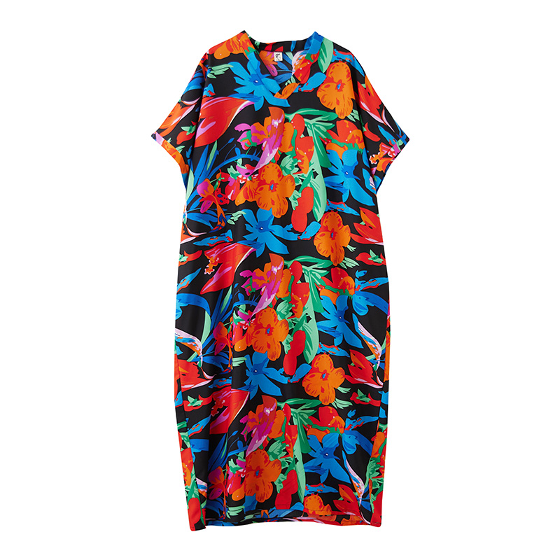XITAO Print Floral A-line Dress Leisure Loose Fitting Slimming V-neck Half Sleeve Personality Summer Women Dress ZMY1042