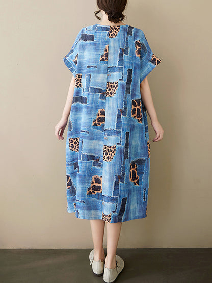 XITAO Print O-neck Short Sleeve Dress A-line Pullover Casual Loose Fitting Comfortable Summer Female Dress ZMY1120