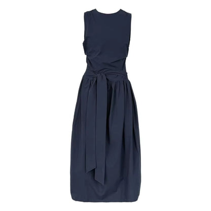 XITAO Solid Color Sleeveless Dress Drawstring Simple O-neck Loose Personality New Arrival Slimming Summer Woman Dress ZMY1400