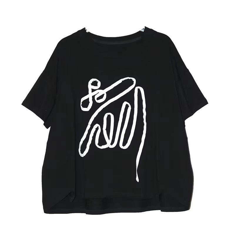 XITAO Patchwork Geometric Simple T-Shirts Loose Casual O-neck Short Sleeve All-match Personality Summer Woman Top ZMY1382