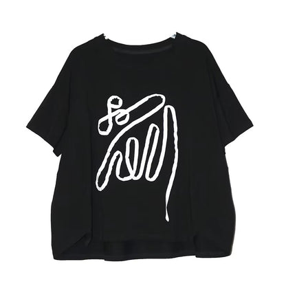 XITAO Patchwork Geometric Simple T-Shirts Loose Casual O-neck Short Sleeve All-match Personality Summer Woman Top ZMY1382