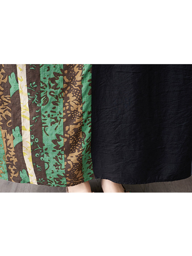 XITAO Contrast Color Patchwork Dress Casual Pocket Half Sleeve Loose V-neck Thin Summer Fitting Women Dress ZMY1014