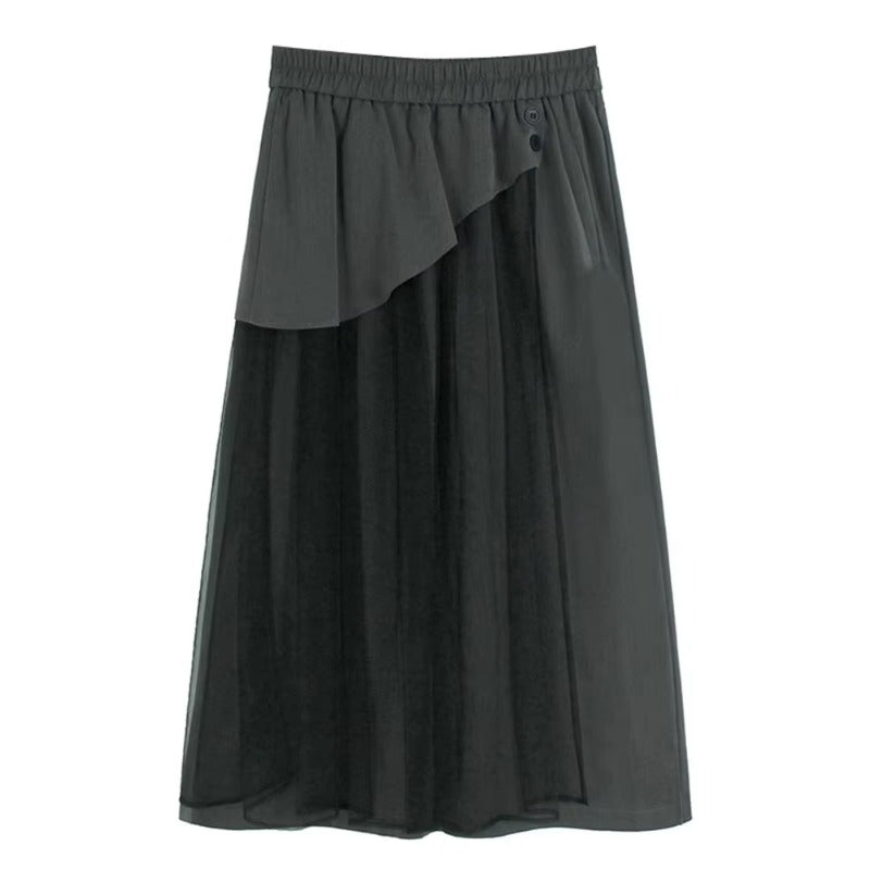 XITAO Gauze Solid Color Loose Pants Elastic Waist Patchwork Casual New Arrival Personality Summer Woman Wide Leg Pants ZMY1344