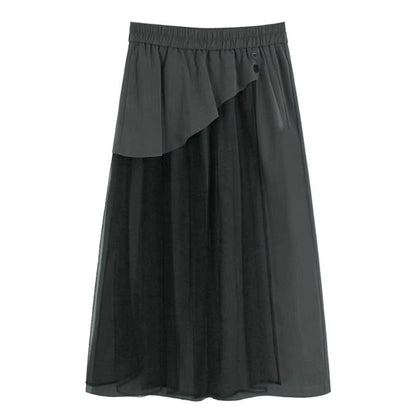 XITAO Gauze Solid Color Loose Pants Elastic Waist Patchwork Casual New Arrival Personality Summer Woman Wide Leg Pants ZMY1344