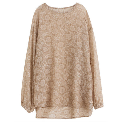 XITAO Jacquard O-neck T-shirt Casual Loose Fitting Full Sleeve Slimming Comfortable Pullover Solid Color Women T-shirt ZMY1127
