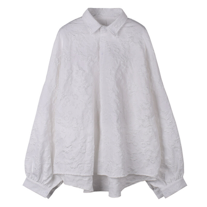 XITAO New Crumpled Jacquard Shirt Loose Fashion Solid Color Casual Turn-down Collar Top New All-match Bat Wing Sleeve WMD5191
